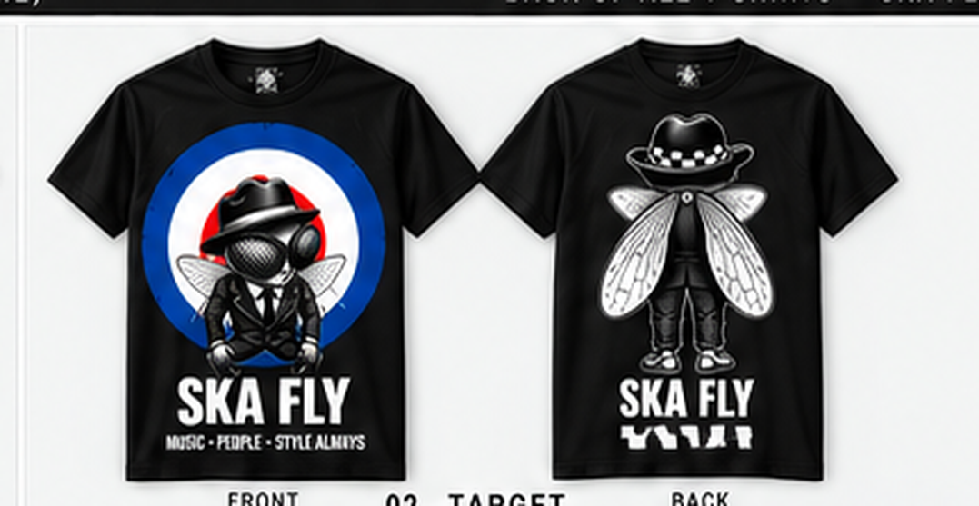Ska Fly 02 Target T-shirt front and back original artwork
