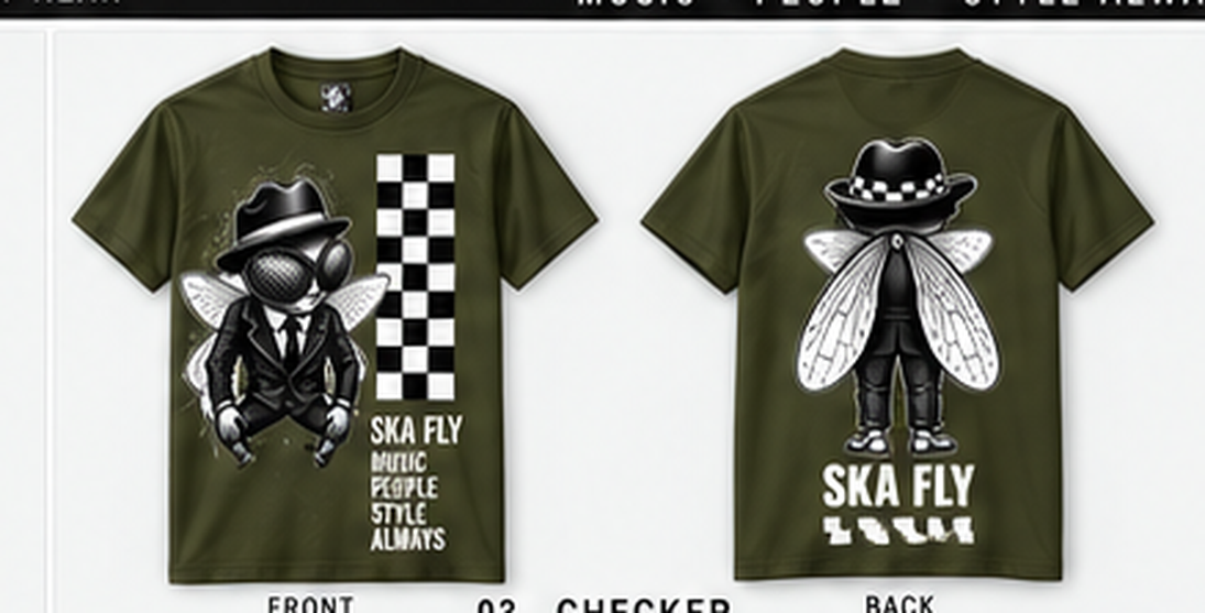Ska Fly 03 Checker T-shirt front and back original artwork