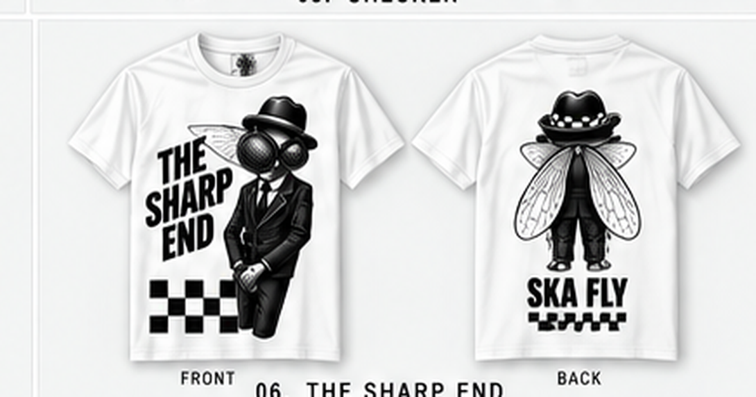 Ska Fly 06 The Sharp End T-shirt front and back original artwork